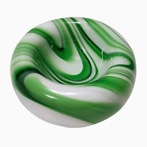 Postmodern White and Green Ashtray by Carlo Moretti, Italy