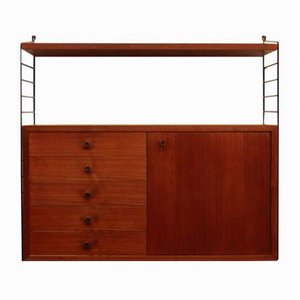 Teak Wall Shelf with Drawer Cabinet by Kajsa & Nils Strinning for String, 1960s