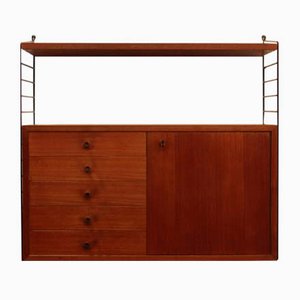 Teak Wall Shelf with Drawer Cabinet by Kajsa & Nils Strinning for String, 1960s