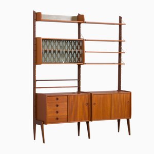 Scandinavian Ergo 2 Bay Wall Unit in Teak with 3 Cabinets and 4 Shelves by John Texmon and Einar Blindheim for Blindheim Møbelfabrikk