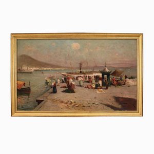 Dipinto di paesaggio, Italia, XX secolo, Olio su tela, Incorniciato