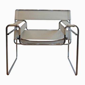 White Bauhaus B3 Wassily Chair by Marcel Breuer for Gavina