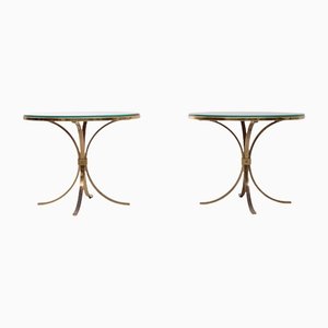 Brass & Mirror Side Tables by United Workshop Munich, 1960s, Set of 2