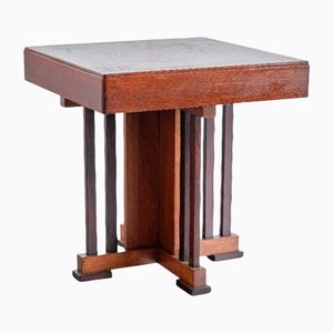 Table d'Appoint en Fer, Chêne et Ébène de Macassar de De Genneper Molen, Pays-Bas, 1930s