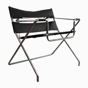 Bauhaus Black Leather D4 Folding Armchair by Marcel Breuer for Tecta