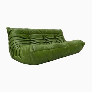 Green Leather TOGO Sofa by Michel Ducaroy for Ligne Roset, 1970s