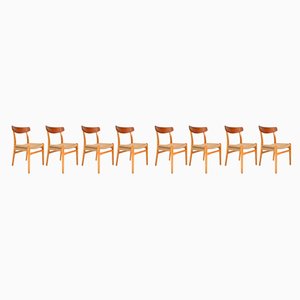 Danish CH23 Beech Teak Dining Chairs by Hans Wegner for Carl Hansen & Søn, 1950s, Set of 8
