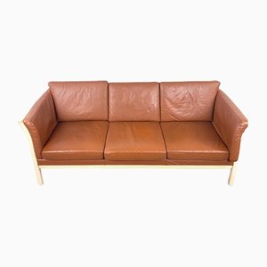 Three-Seater Leather Sofa, Denmark, 1970s