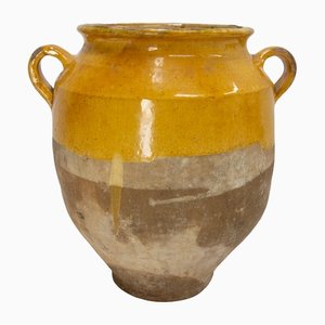French Terracotta Confit Pot with Yellow Glaze, Late-19th Century
