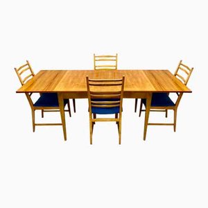 Tavolo da pranzo alto e sedie, anni '50, set di 5