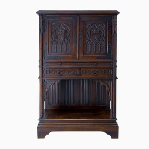 French Gothic Revival Oak Cabinet Buffet, Late 19th Century