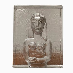 Vintage Swedish Glass Icon Series Maiden Sculpture by Bertil Vallien for Kosta Boda