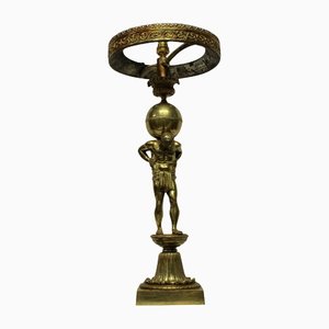English Regency Gilt Bronze Atlas Lamp