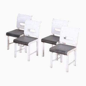 Art Deco White Dining Chairs, 1930s, Czechia, Set of 4