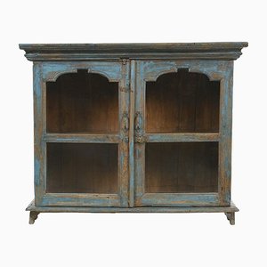 Wooden Showcase with Blue Patina