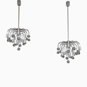 Silver Globes Sputnik Lights, Set of 2