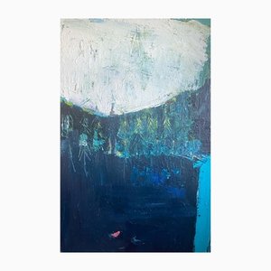 Paul Wadsworth, Nadando bajo la luna llena, 2021, óleo sobre lienzo