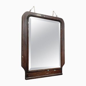 Mid-Century Italian Solid Wood Mirror with Rounded Corners and Flat Base, 1950s