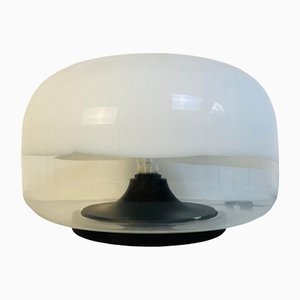 Mid-Century Italian Modern Glass Table Lamp with Abstract Decoration, 1970s