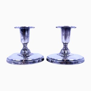 Silver Candlesticks from CG Hallberg, 1950s, Set of 2