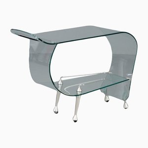 Glass Bar Cart or Trolley by Massimo Iosa-Ghini for Fiam, Italy, 1990s