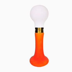 Lampe en Verre Blanc et Orange par Birille Nason pour Mazzega, 1970s