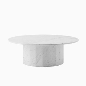 Table Basse Ashby Fabriquée à la Main en Adouci Bianco Carrara par Kevin Frankental pour Lemon