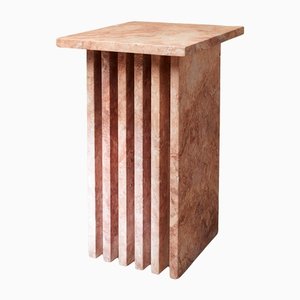 Vondel Side Table Handcrafted in Red Honed Travertine by Kevin Frankental for Lemon