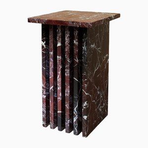 Vondel Side Table Handcrafted in Rosso Levanto Marble by Kevin Frankental for Lemon