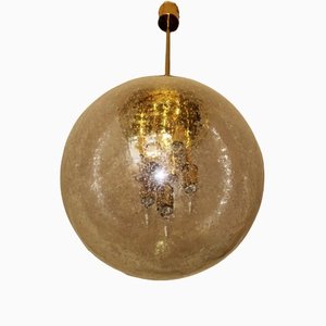 Large Frosted Glass and Brass Pendant Lamp by Ger Furth for Doria Leuchten, 1970s