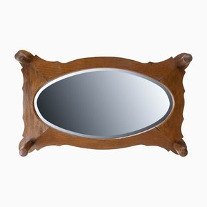 Entry Coat Rack with Oval Beveled Mirror, France, Early 20th Century