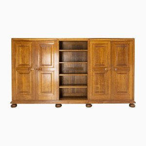 Large French Oak Double Armoire and Bookcase, 1940s
