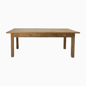 Mid-Century French Provincial Refectory Table in Oak and Pine Serving Dining Table