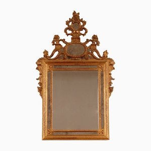 Französischer Vintage Hollywood Regency Louis XVI Spiegel mit Rahmen aus geschnitztem & vergoldetem Holz, 18. Jh
