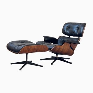Desk Chair & Ottoman by Charles & Ray Eames for Vitra, Set of 2