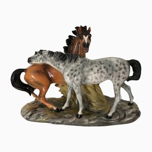 Statuetta di cavalli in ceramica di Ronzan, 1940