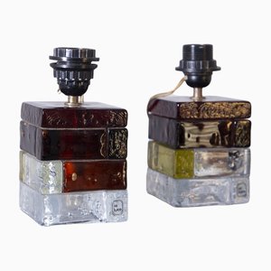 Abat Jour Colored Glass Table Lamps by Io Luce, Set of 2