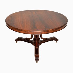 Antique William IV Wood Circular Tilt Top Dining Table