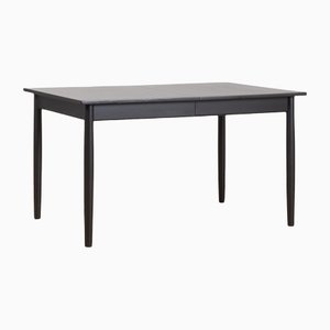 Mid-Century Modern Danish Extendable Oak Table in Black Lacquer