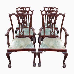 Mahogany Chippendale Style Chairs, 1920s, Set of 6