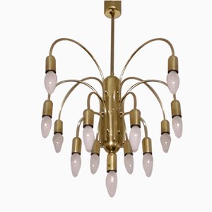 German Gold-Colored Chandelier with from Sölken, 1970s