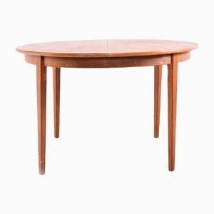 Danish Round Extendable Oak Dining Table, 1960s