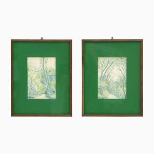 Umberto Lilloni, Gemälde, 1950er, Pastell auf Papier, gerahmt, 2er Set