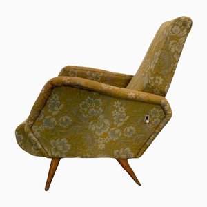 Reclining Armchair with Flower Fabric, 1950s