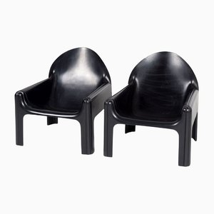 Schwarze Modell 4794 Sessel von Gae Aulenti für Kartell, 1974, 2er Set