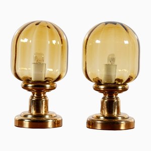 Lámparas de mesa vintage de vidrio de Limburg Glashütte. Juego de 2