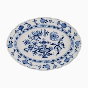 Grand Plat à Onion Bleu Antique en Porcelaine Peinte à la Main de Meissen