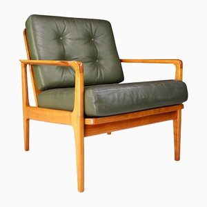Mid-Century Danish Green Leather Lounge Chairs by Arne Wahl Iversen, 1960s