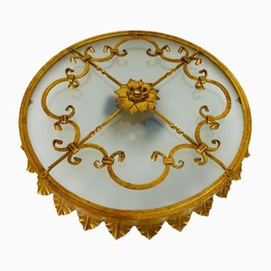 Golden Florentine Flower-Shaped Ceiling Lamp Attributed to Banci Firenze, 1960s