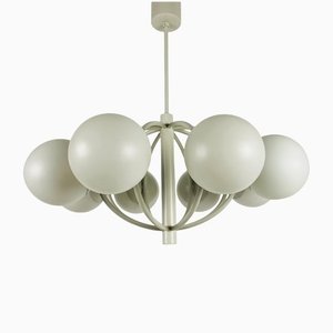 Large Mid-Century White 8-Arm Space Age Chandelier from Kaiser Leuchten, Germany, 1960s